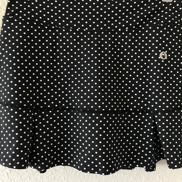 Dona Jo Polka Dot Pleated Tennis Running Skirt/Skort M/2 Black White UVB 15" - Picture 5 of 9